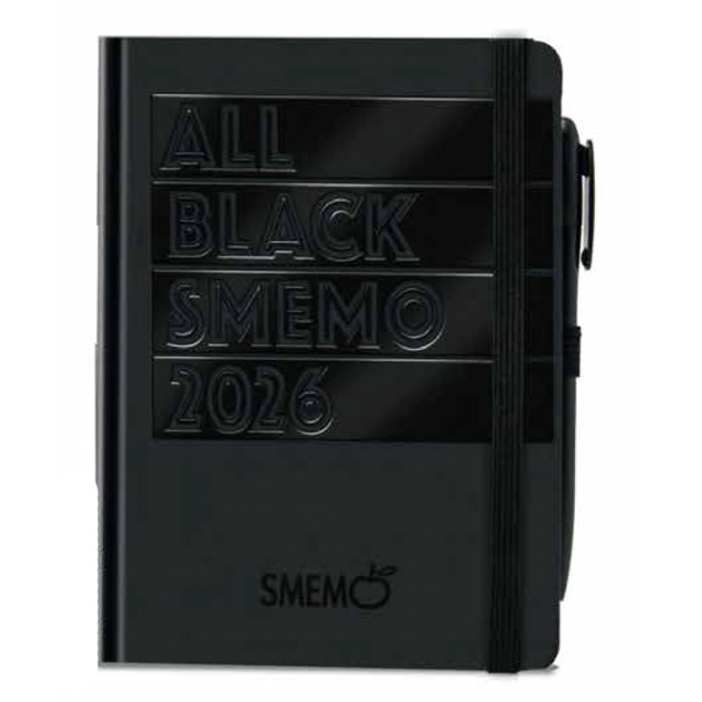 SMEMO ALL BLACK 12X16,5CM 12 MESI 2025/2026