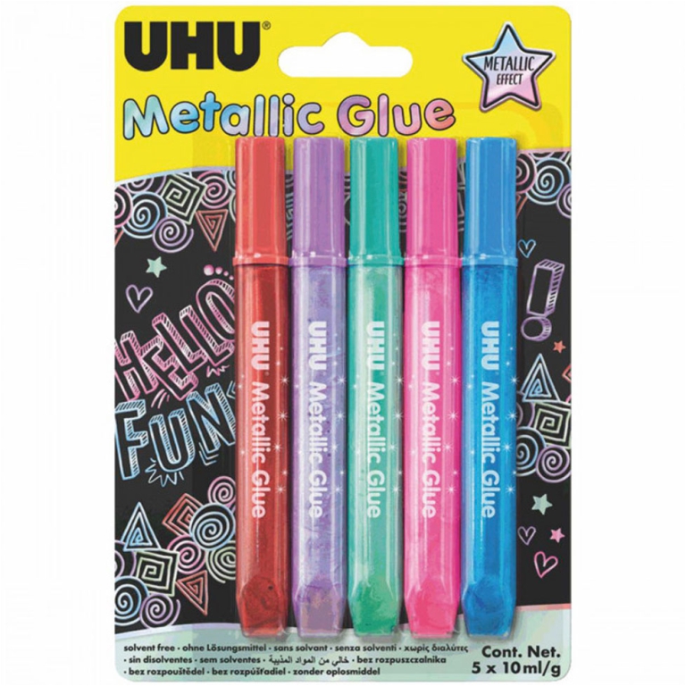 COLLA GLITTER UHU 10ML   METALLIC 5PZ