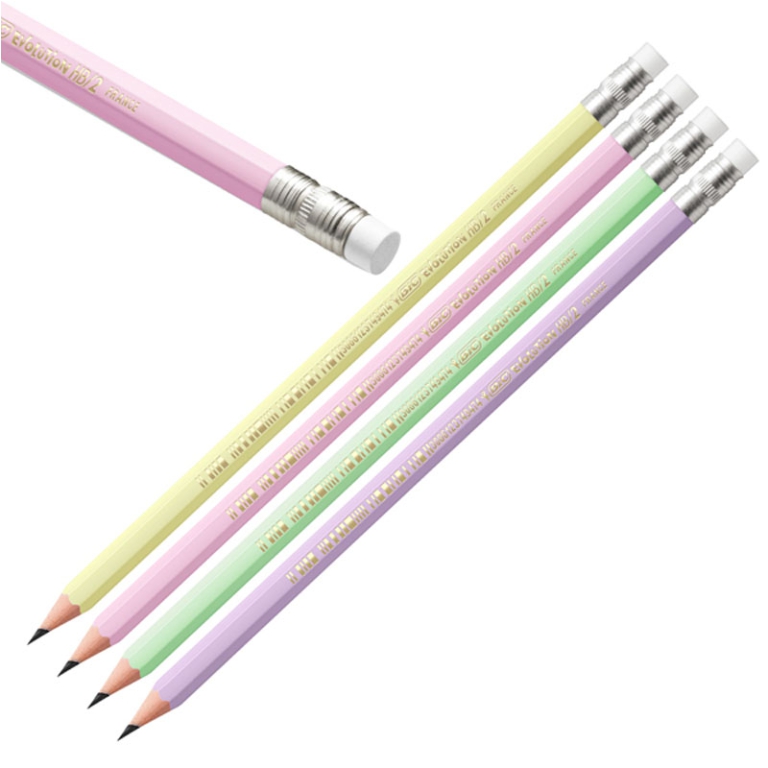 MATITE BIC EVOLUTION 12PZ CON GOMMA PASTEL 2