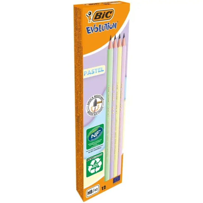 MATITE BIC EVOLUTION 12PZ S/GOMMA PASTEL 2