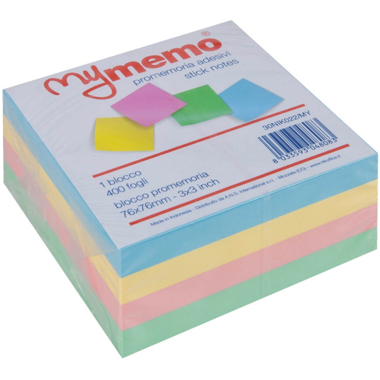 POST-IT CUBO 76X76 PASTELLO 400FG MEMOTIP 654