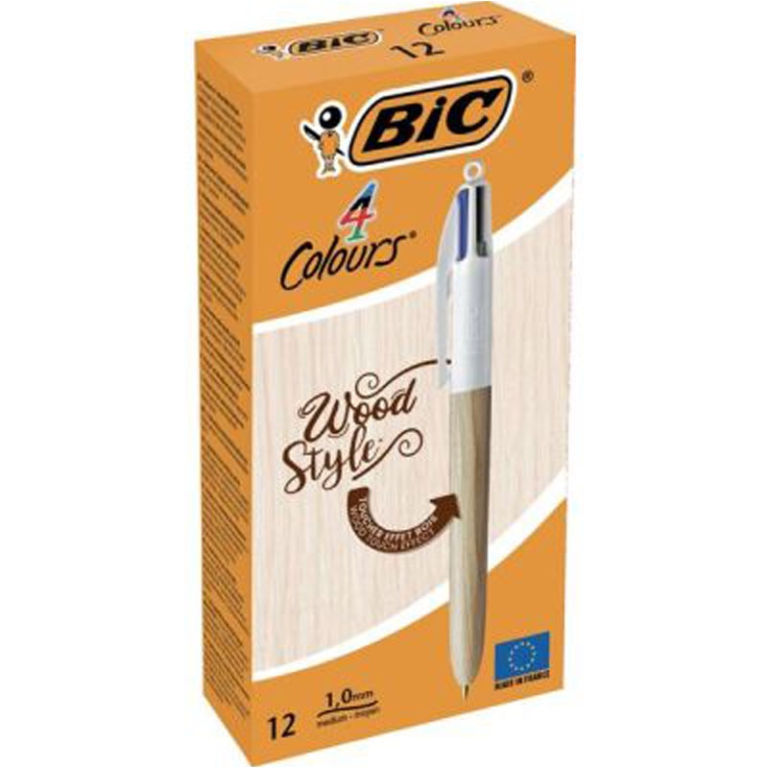 SFERA BIC 4 COLORI 12PZ  WOOD STYLE 2