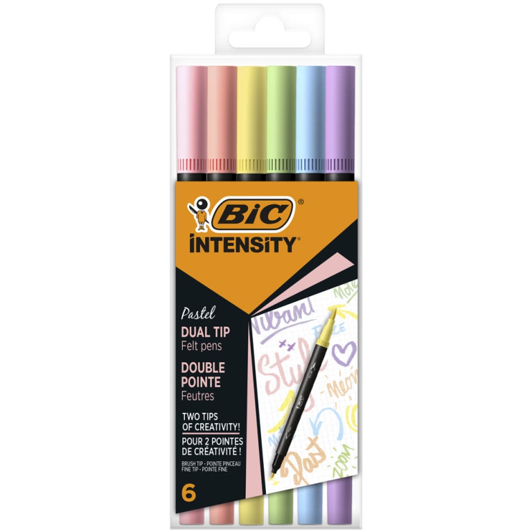 INTENSITY DUAL TIP 6 COLORI PASTELLO FINE E BRUSH