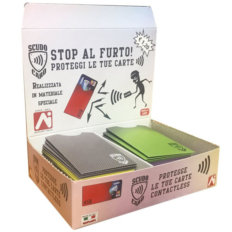 BUSTE PORTACARD 36PZ SCUDOCARD RFID SINGOLE CROMO