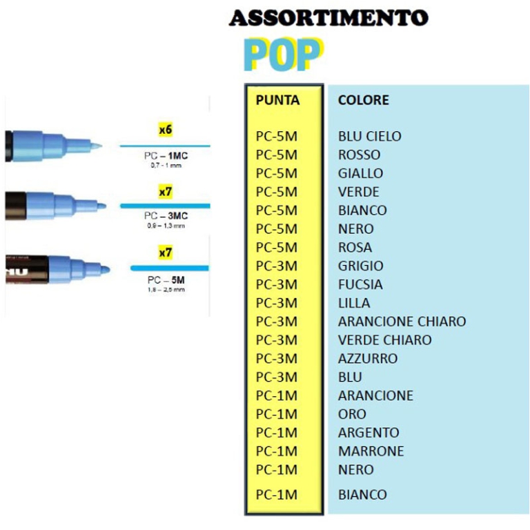 UNI POSCA 20PZ POP PUNTE ASSORTITE IN VALIGIETTA 2