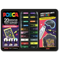 UNI POSCA 20PZ GROOVY PUNTE ASSORTITE IN VALIGETTA