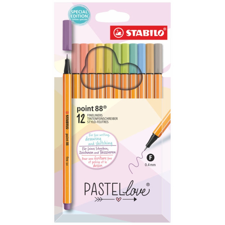 STABILO POINT 88 12 COLORI PASTELLO SCATOLA CARTON