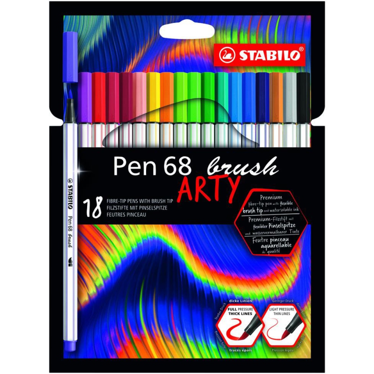 STABILO PEN 68 BRUSH ARTY 18 COLORI CARTONE