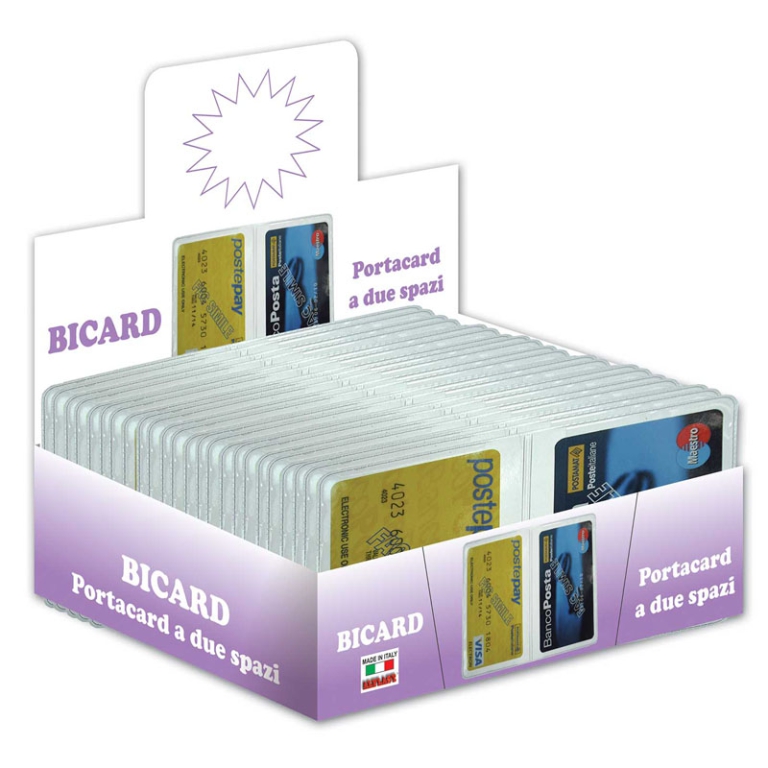 PORTACARD PVC BICARD 25PZ 2 TASCHE 2