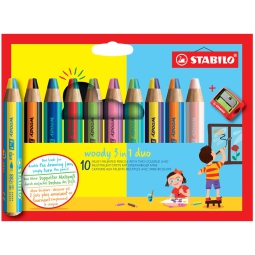 STABILO WOODY 3IN1 DUO 10 COLORI+TEMPERINO