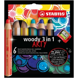 STABILO WOODY 3IN1 6 COLORI + TEMPERINO ARTY LINE