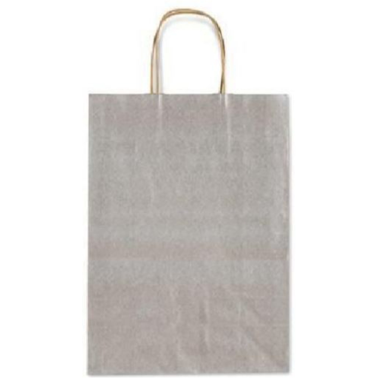 SHOPPER 46X49X16CM MANICI RITORTI ARGENTO 25PZ