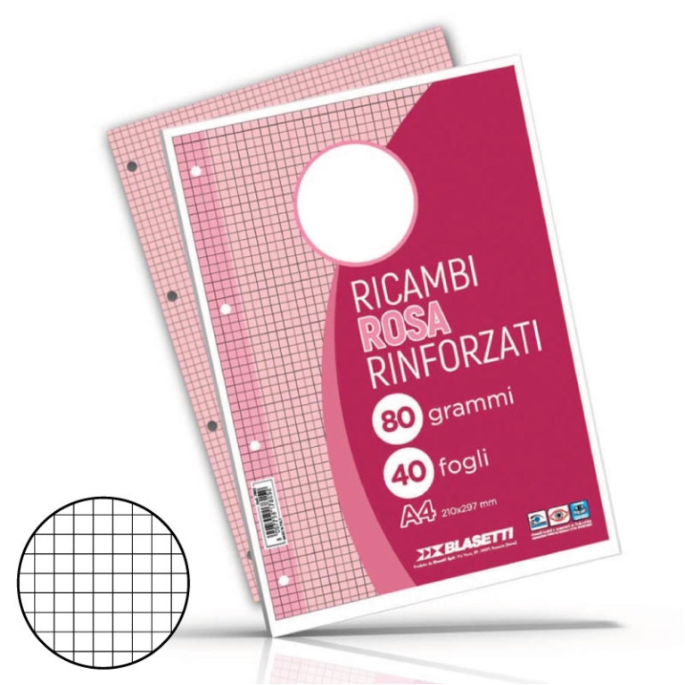 RICAMBI RINFORZATI A4 RIG.5MM ROSA 80GR