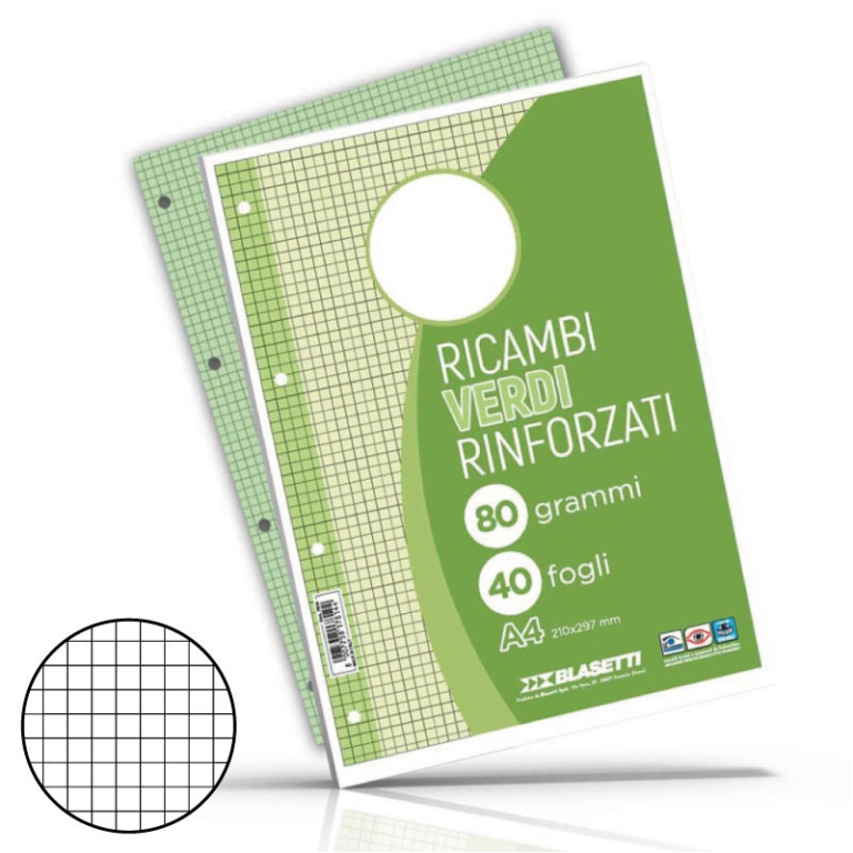 RICAMBI RINFORZATI A4 RIG.5MM VERDE 80GR