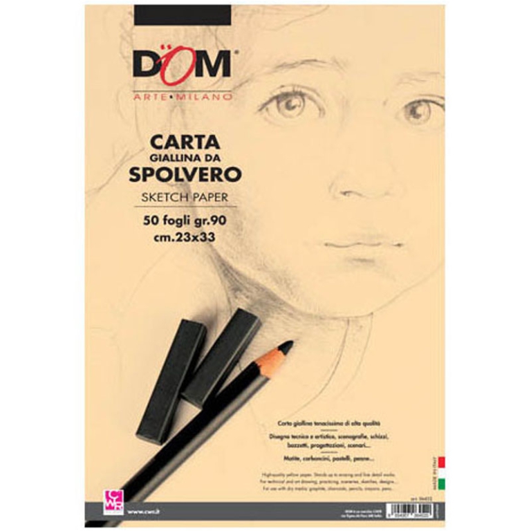 CARTA SPOLVERO 23X33 50FG A BLOCCO 90GR