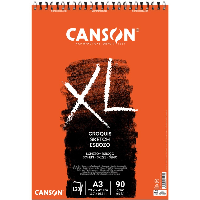 BLOCCO CROQUIS 120FG 90GR A3 XL SPIRALE L.C.CANSON