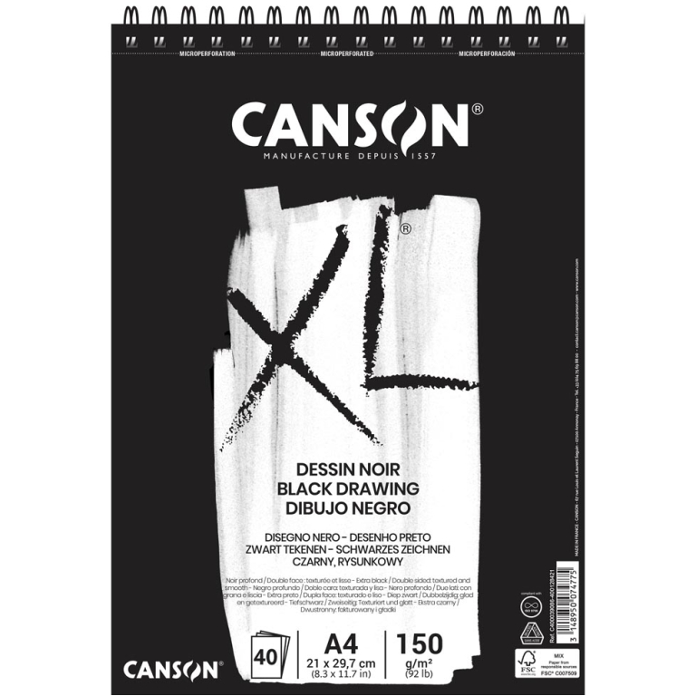 BLOCCO DESSINNOIR 40FG 150GR XL A4 SPIR.L.C.CANSON