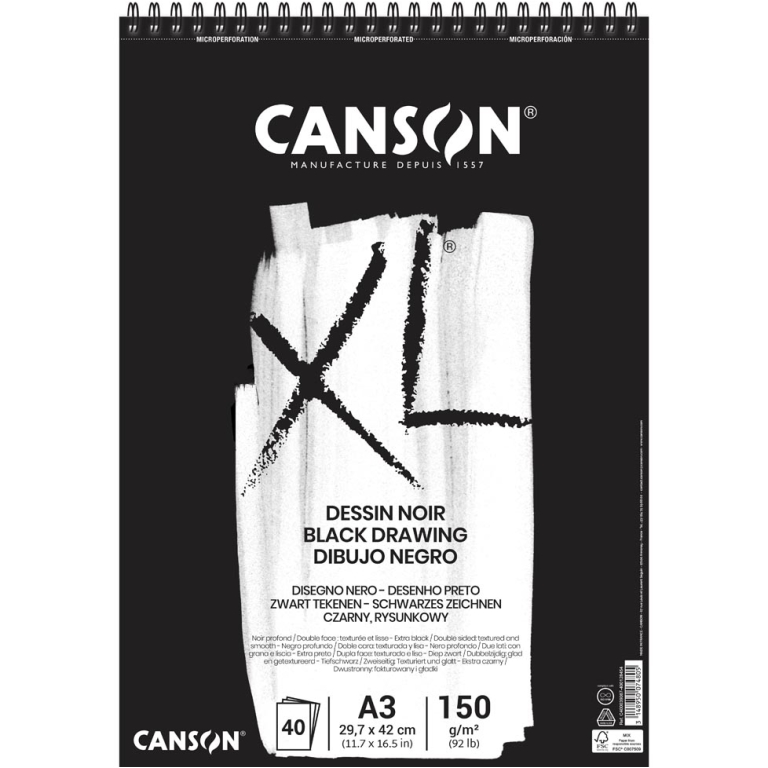 BLOCCO DESSINNOIR 40FG 150GR XL A3 SPIR.L.C.CANSON