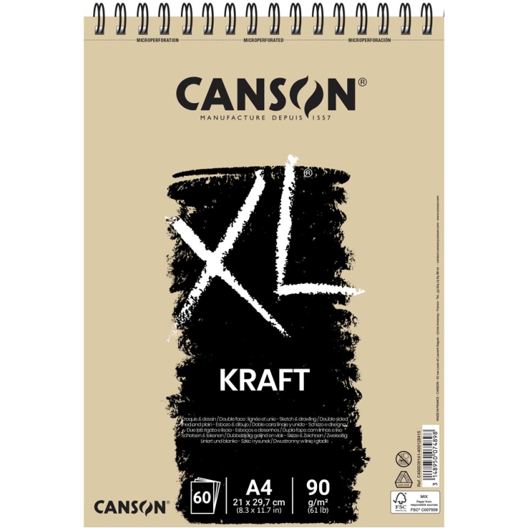 BLOCCO KRAFT 60FG 90GR A4 XL SPIRALE L.C. CANSON