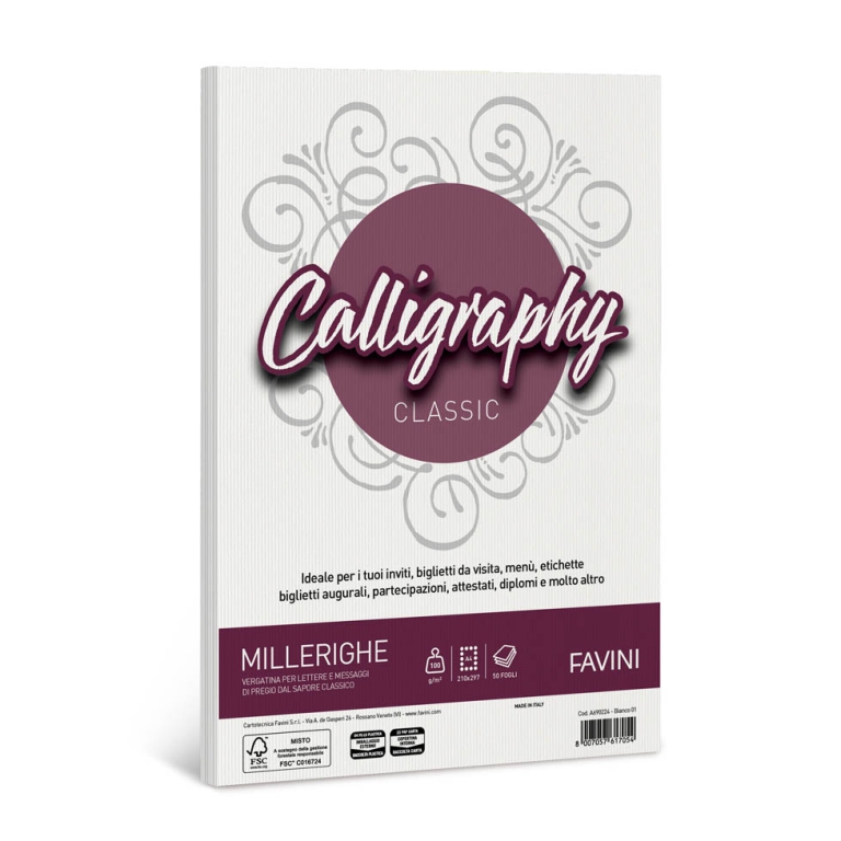 CARTA MILLERIGHE A4 100GR 50FG BIANCA CALLIGRAPHY