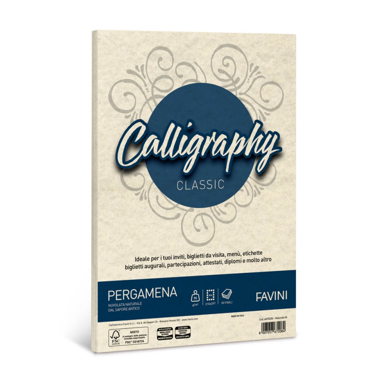 CARTA CALLIGRAPHY A4 50FG 90GR NATURALE PERGAMENA