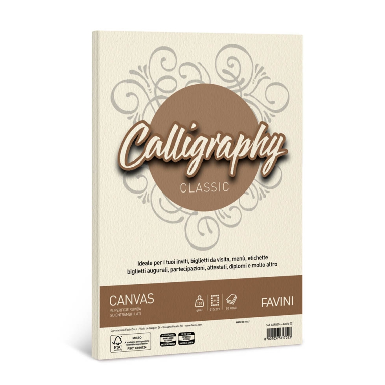 CARTA CANVAS A4 50FG 100GR AVORIO CALLIGRAPHY