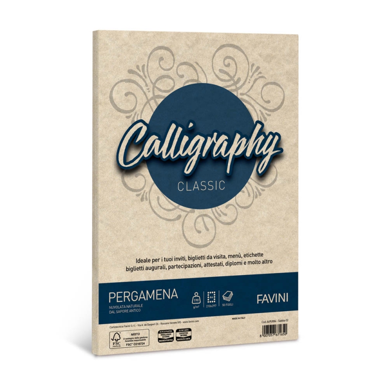 CARTA CALLIGRAPHY A4 50FG 190GR SABBIA PERGAMENA