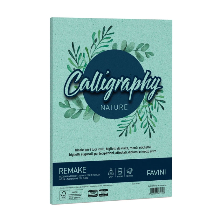 CARTA CALLIGRAPHY A4 50FG 120GR REMAKE ACQUAMARINA