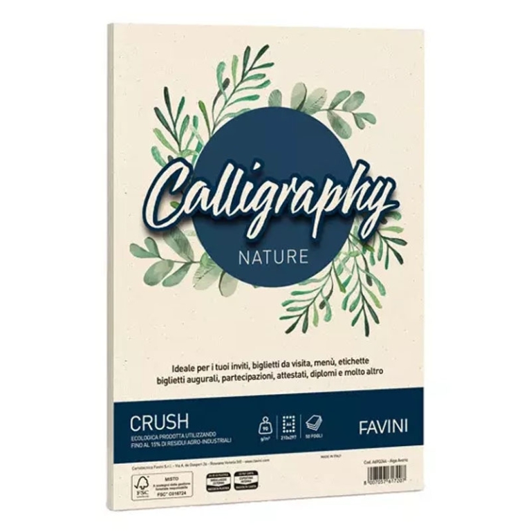 CARTA CALLIGRAPHY A4 50FG 90GR CRUSH ALGA AVORIO