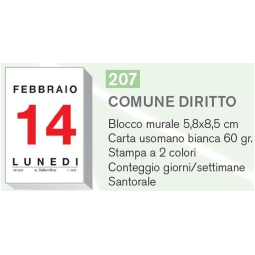 BLOCCO MURALE CALENDARIO 5,8X8,5 COMUNE DIRITTO