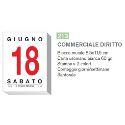 BLOCCO MURALE CALENDARIO 8X11 COMMERCIALE DRITTO