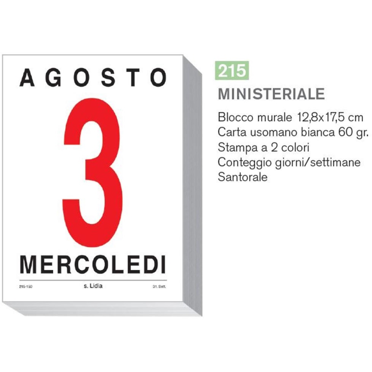 BLOCCO MURALE CALENDARIO 12,5X17 MINISTERIALE