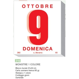 BLOCCO MURALE CALENDARIO 21X24 GRANDE MONSTRE