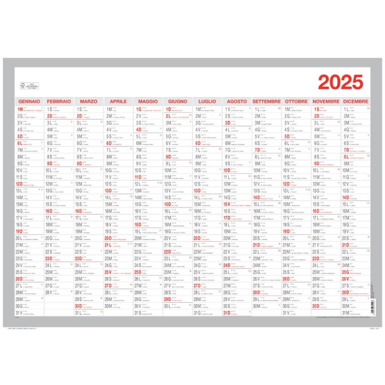 TABELLA ANNUALE 68X48CM
