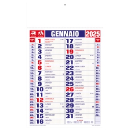 CALENDARI OLANDESI 29X47CM QUADRETTI ROSSO BLU