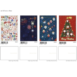 BIGLIETTI NATALE 12PZ RILIEVO FOIL ORO 11,5X17CM