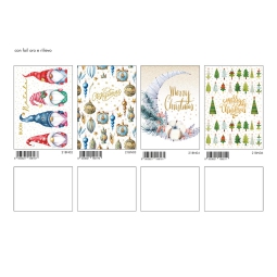 BIGLIETTI NATALE 12PZ CON RILIEVO FOIL 11,5X17CM