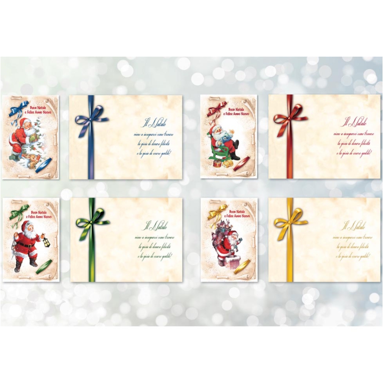 BIGLIETTI NATALE 12PZ    BABBO NATALE 11,5X17CM