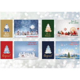 BIGLIETTI NATALE 12PZ    ALBERO NATALE 11,5X17CM