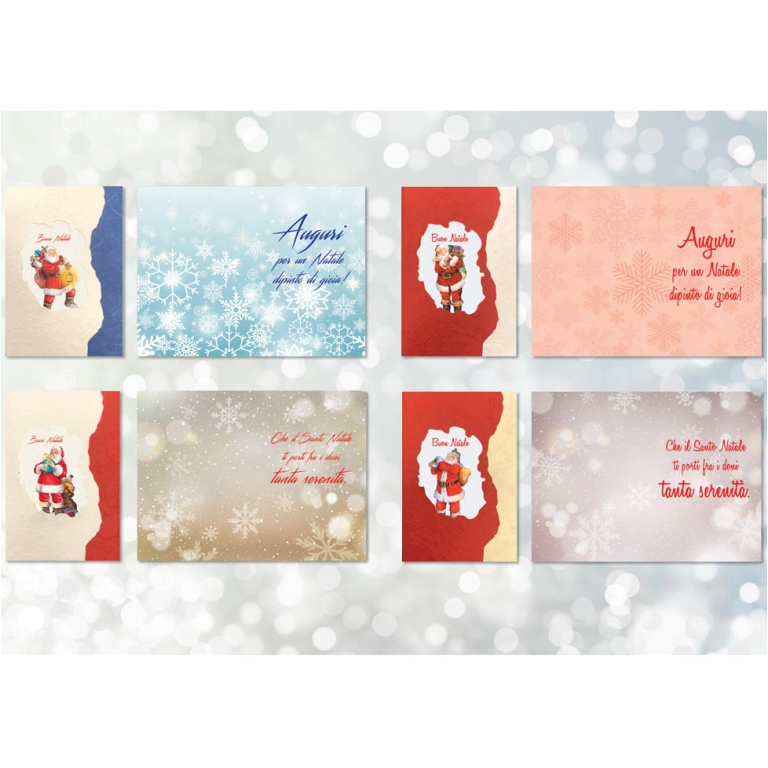 BIGLIETTI NATALE 12PZ    CARTA RISO NATALE GLITTER