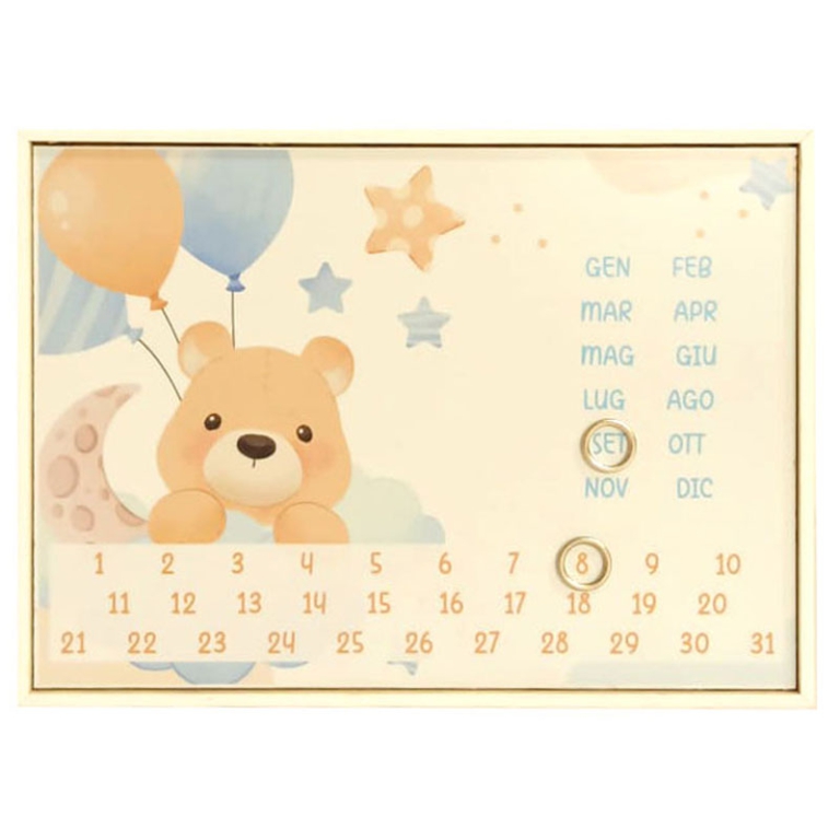 CALENDARIO PERPETUO 16X11CM MAGNETI ORSETTO AZZURRO