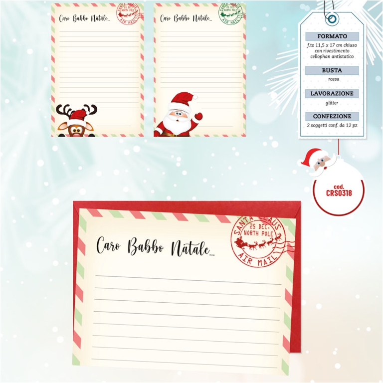 LETTERA BABBO NATALE 12PZ11,5X17CM