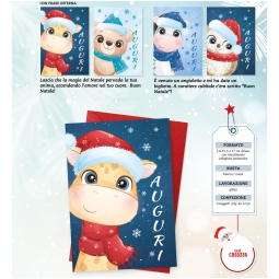 BIGLIETTI XMAS 11,5X17CM 12PZ ANIMALI FUNNY