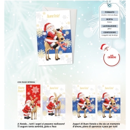 BIGLIETTI XMAS 8,5X13,5CM48PZ BABBO NATALE GLITTER