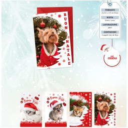 BIGLIETTI XMAS 8,5X13,5CM48PZ CUCCIOLI GLITTER