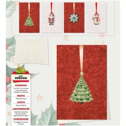 BIGLIETTI XMAS 11,5X17CM 12PZ CARTA GELSO APPLICAZIONE