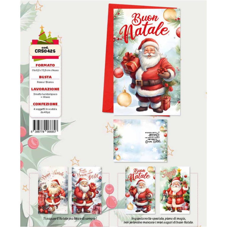 BIGLIETTI XMAS 8,5X13,5CM 48PZ CON BUSTA