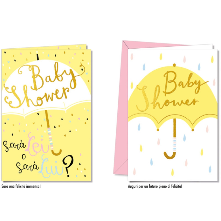 BIGLIETTI AUGURI 12PZ BABY SHOWER ORO