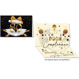 BIGLIETTI AUGURI 6PZ     NUMERO 80 POP-UP