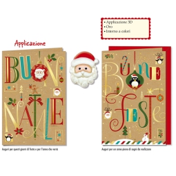 BIGLIETTI XMAS 12PZ LETTERE E APPLICAZIONI